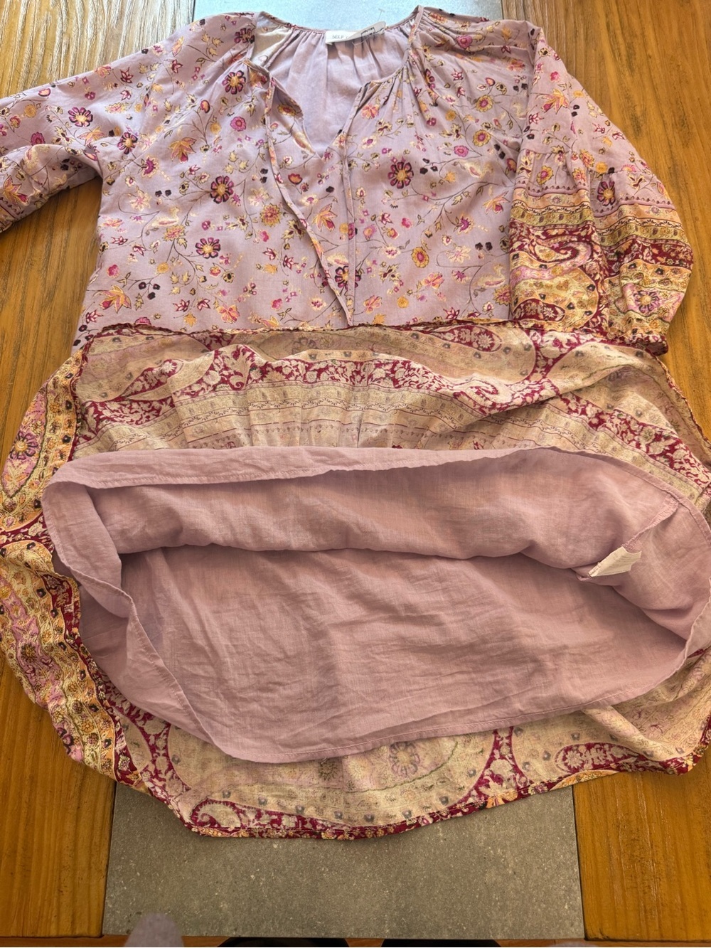 Self Contrast Floral Paisley Ruffle Hem Mini Dress Lavender Purple Size Small - Picture 9 of 16